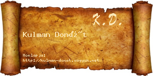 Kulman Donát névjegykártya